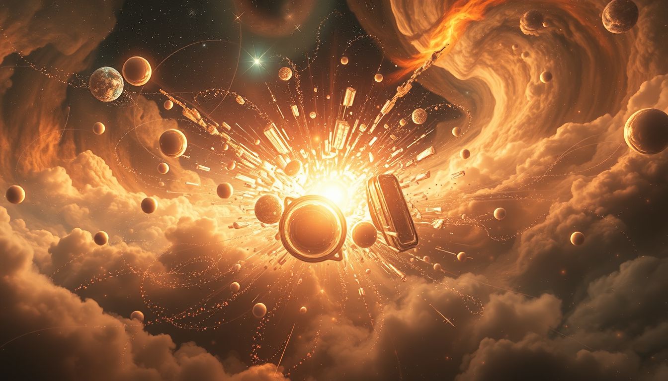 Das Explodieren einer Spardose symbolisiert plötzlichen finanziellen Gewinn.