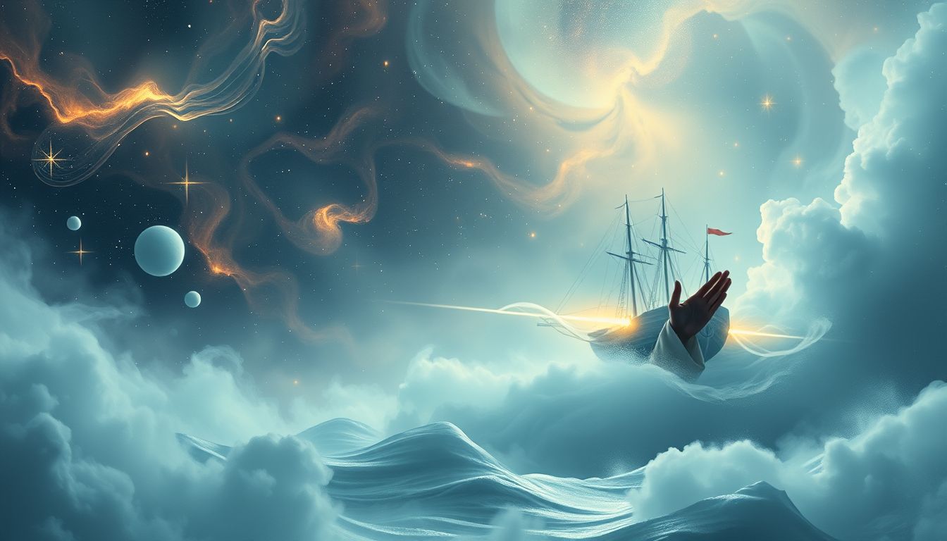 Das Winken von einem Schiff symbolisiert Abschied und Neuanfang.