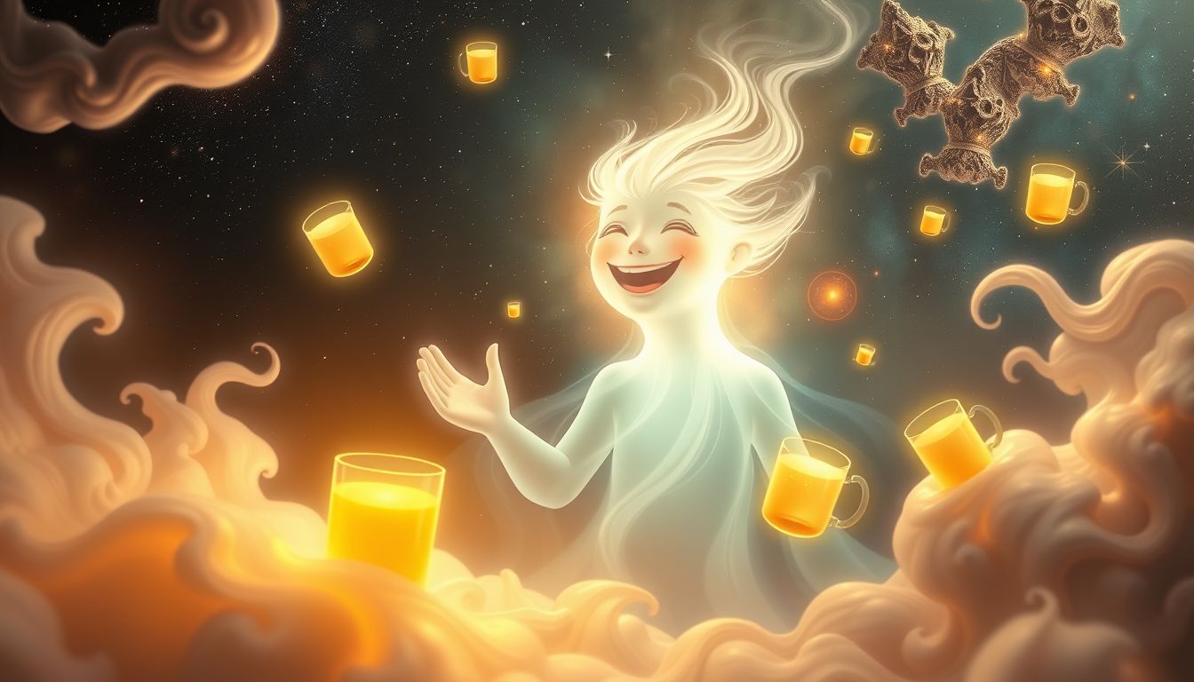 Ein lachender Schenkwirt symbolisiert Freude und gesellige Zusammenkunft im Traum.