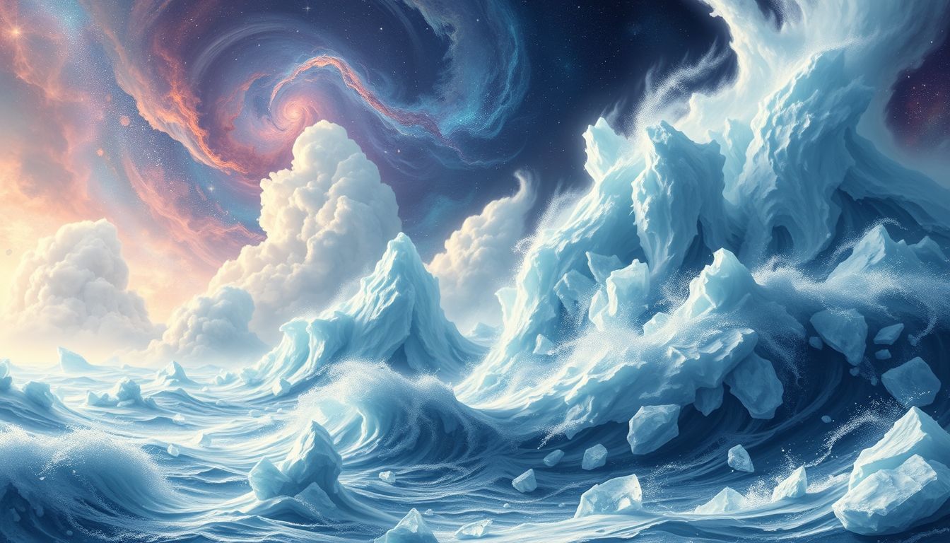 Stürmisches Eismeer symbolisiert innere Konflikte und emotionale Turbulenzen.