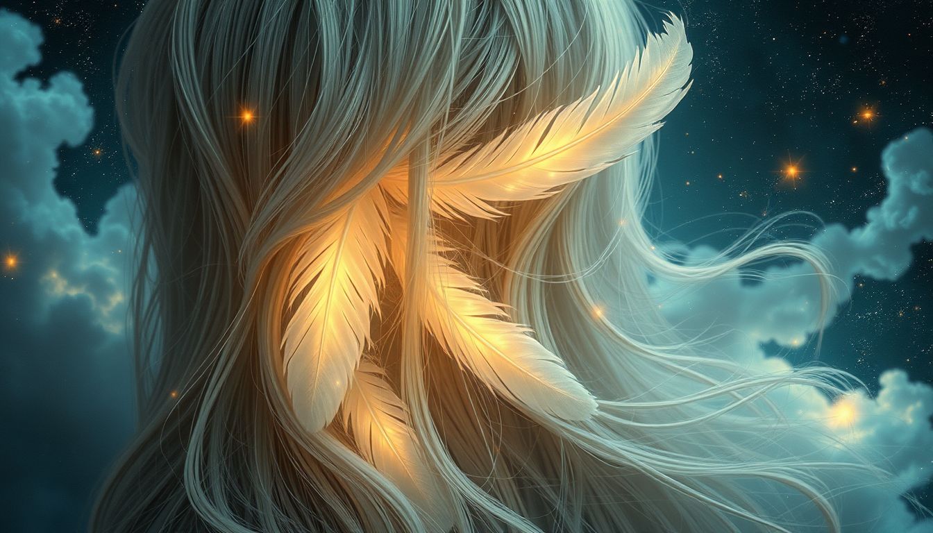20. Federn im eigenen Haar symbolisieren oft spirituelle Leichtigkeit und Freiheit.