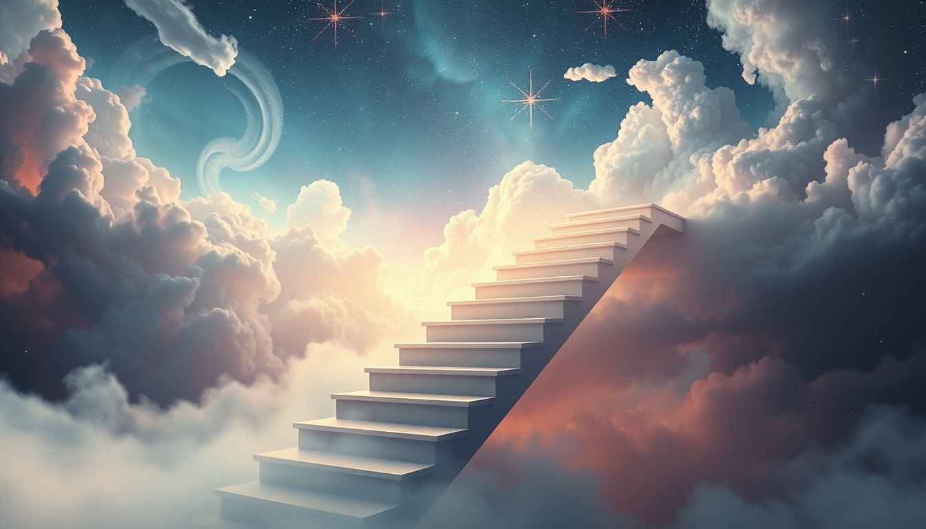 Ein leeres Haus mit Treppen symbolisiert Lebensaufstieg oder Abstieg.