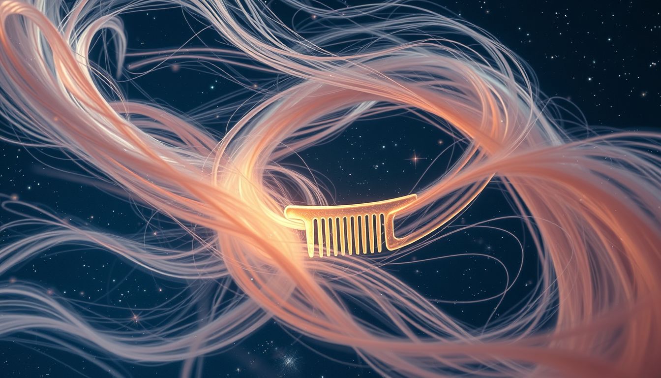 Ein Kamm im Haar symbolisiert feststeckende Gedanken oder Probleme.
