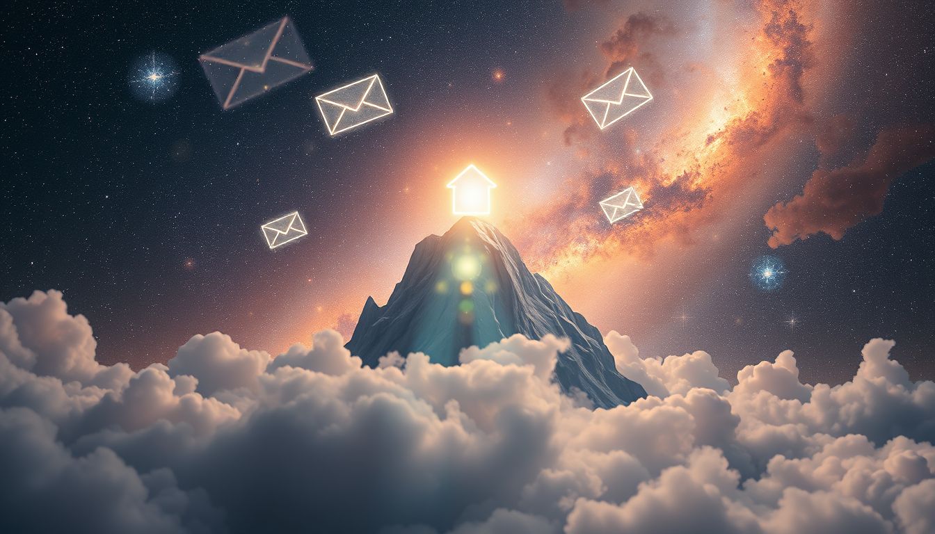 Ein Postamt auf dem Berg symbolisiert spirituelle Botschaften und Klarheit.