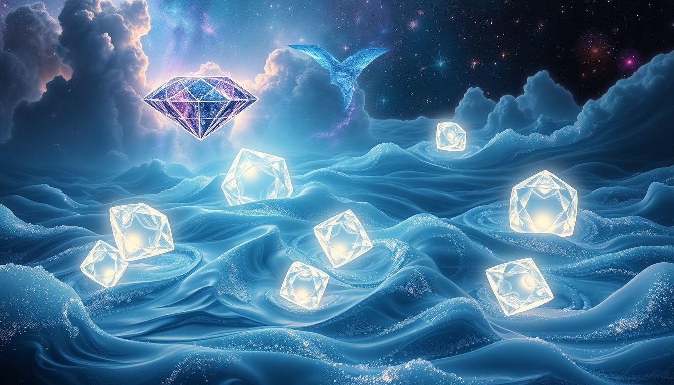Diamanten im Wasser symbolisieren verborgene Gefühle und tiefe Wahrheiten.