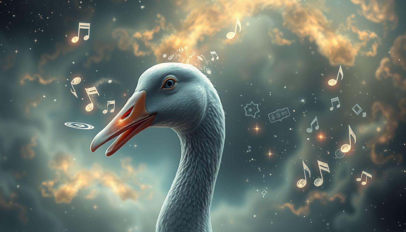 Eine singende Graugans symbolisiert ungewöhnliche Kommunikation und Ausdruckskraft.