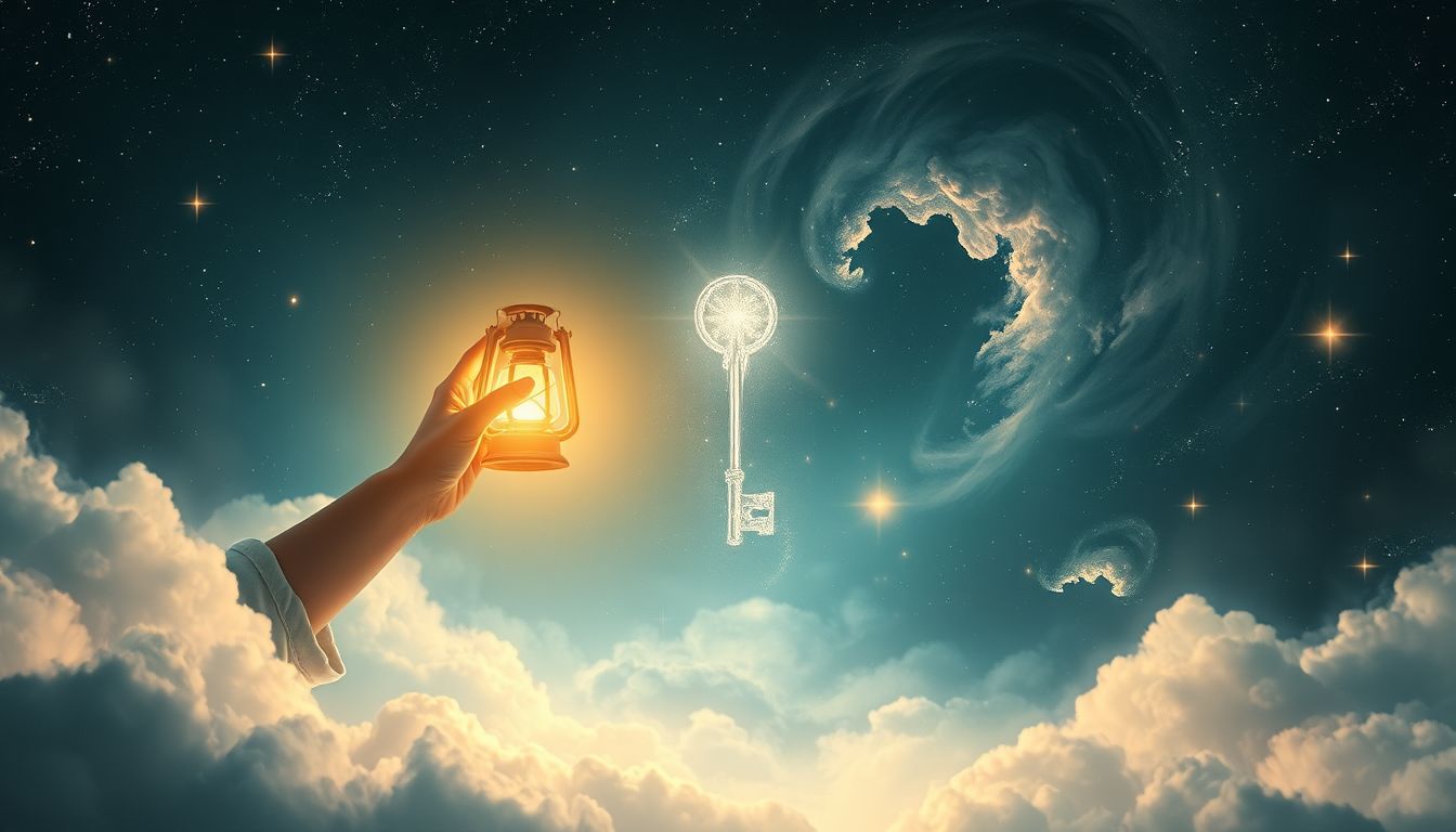 Eine Handlaterne symbolisiert Schutz, der Schlüssel öffnet neue Wege.