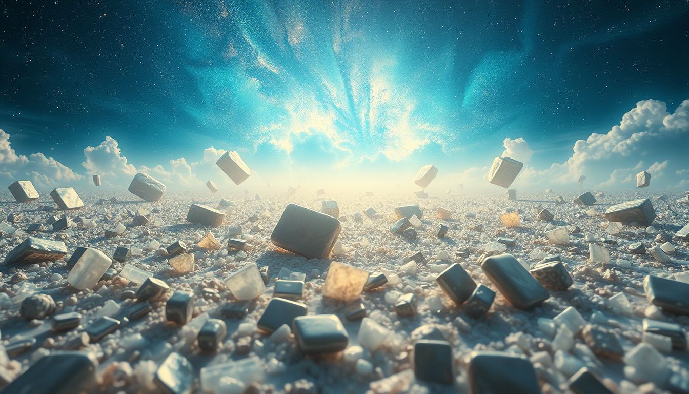Ein strahlend blauer Himmel symbolisiert Hoffnung nach Zerstörung.