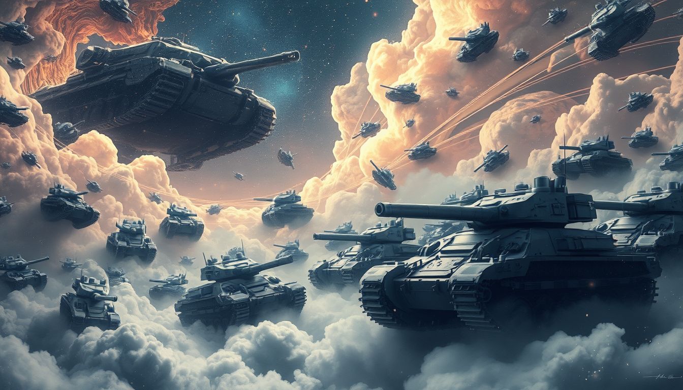 Viele Panzer symbolisieren Überwältigung durch äußere Machtkräfte.