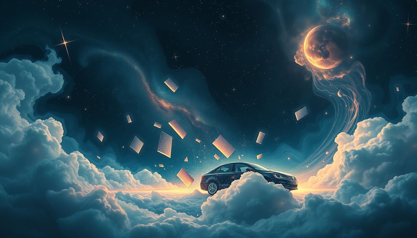 Nächtlicher Autounfall im Traum symbolisiert verborgene Ängste und Unsicherheiten.