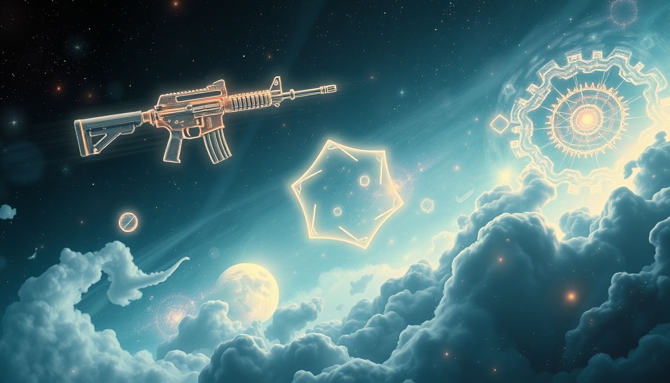 Waffen symbolisieren in Miliz-Träumen oft Macht und Konflikt.