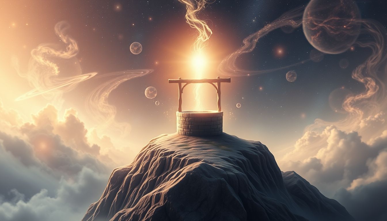Ein Bergbrunnen symbolisiert höchste Klarheit und spirituelle Erleuchtung.