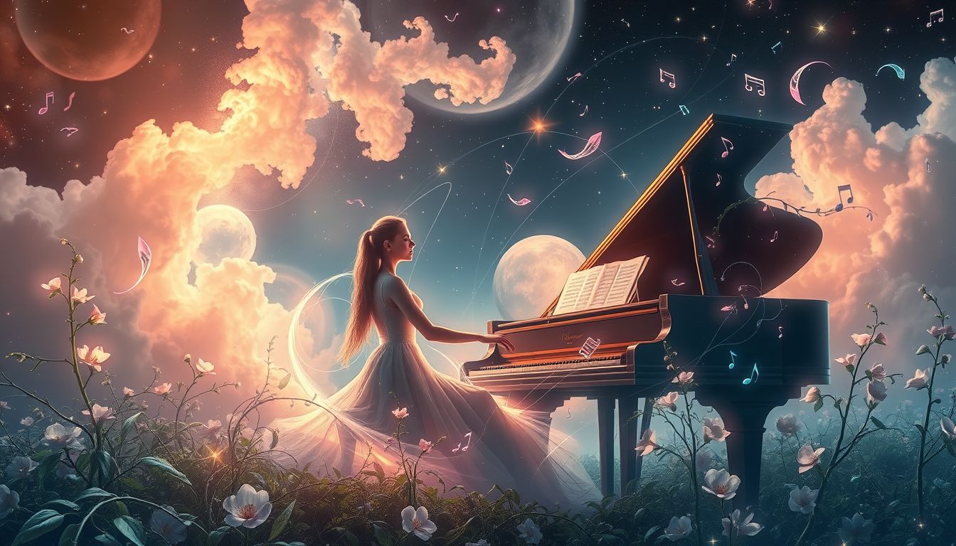 Der Pianist im Traumgarten symbolisiert innere Harmonie und persönliche Entwicklung.