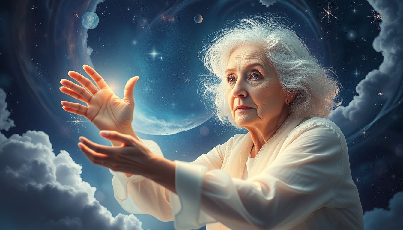 Eine alte Dame symbolisiert oft verlorene Weisheit oder verlorene Werte.