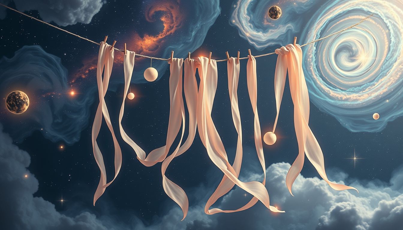 Eine volle Wäschestange symbolisiert das Tragen großer Verantwortung im Leben.