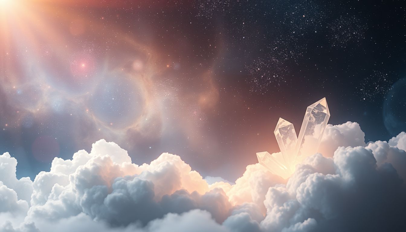 Fliegende Kristalle symbolisieren spirituelle Freiheit und inneres Loslassen.