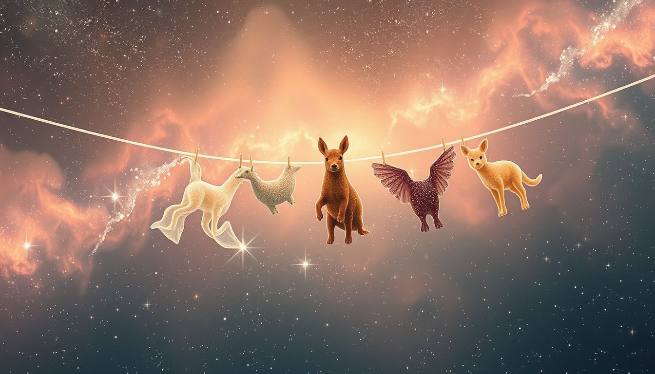 Tierwäsche an der Wäschestange weckt instinktives Spielverhalten und Natürlichkeit.