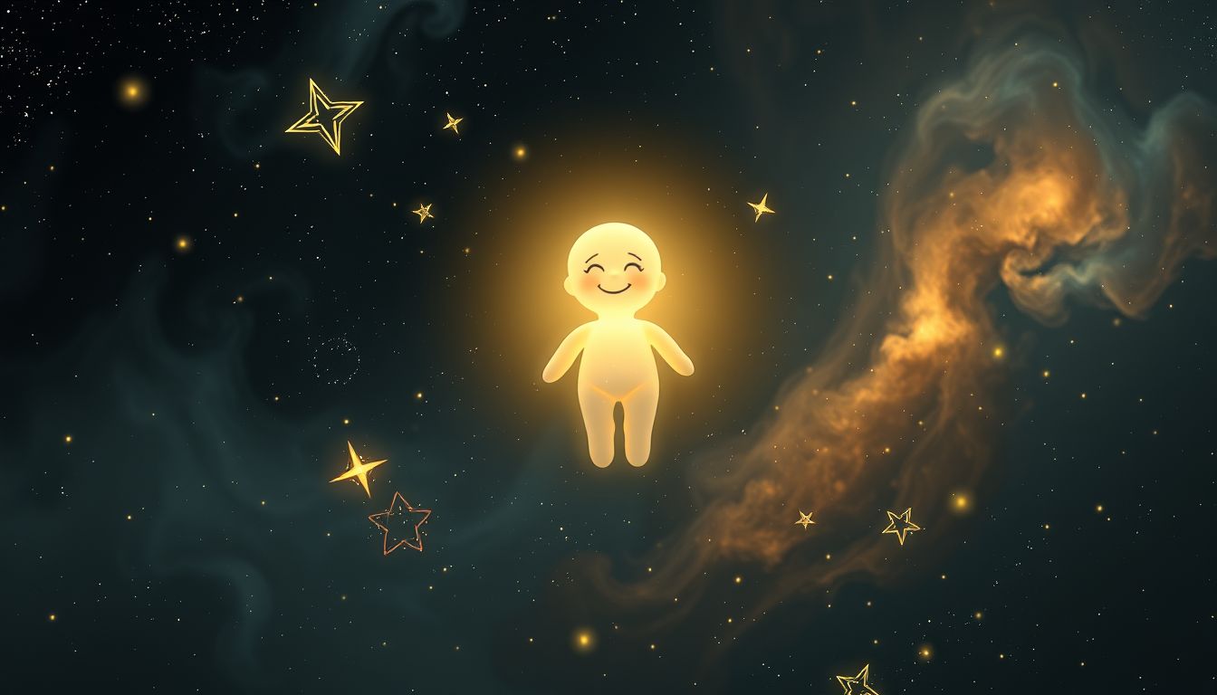 Eine lachende Wachsfigur symbolisiert verborgene Freude und unerwartete Offenbarungen.