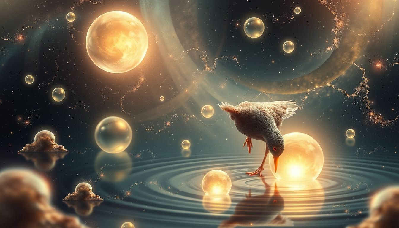 Ein fressendes Wasserhuhn symbolisiert innere Bedürfnisse und Wachstum.