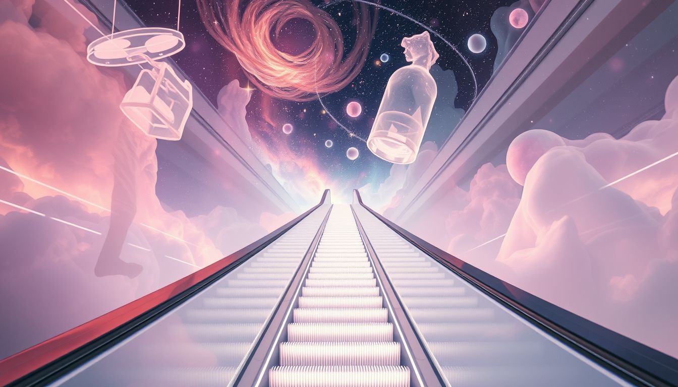 Eine Rolltreppe im Einkaufszentrum symbolisiert Aufstieg im sozialen Leben.