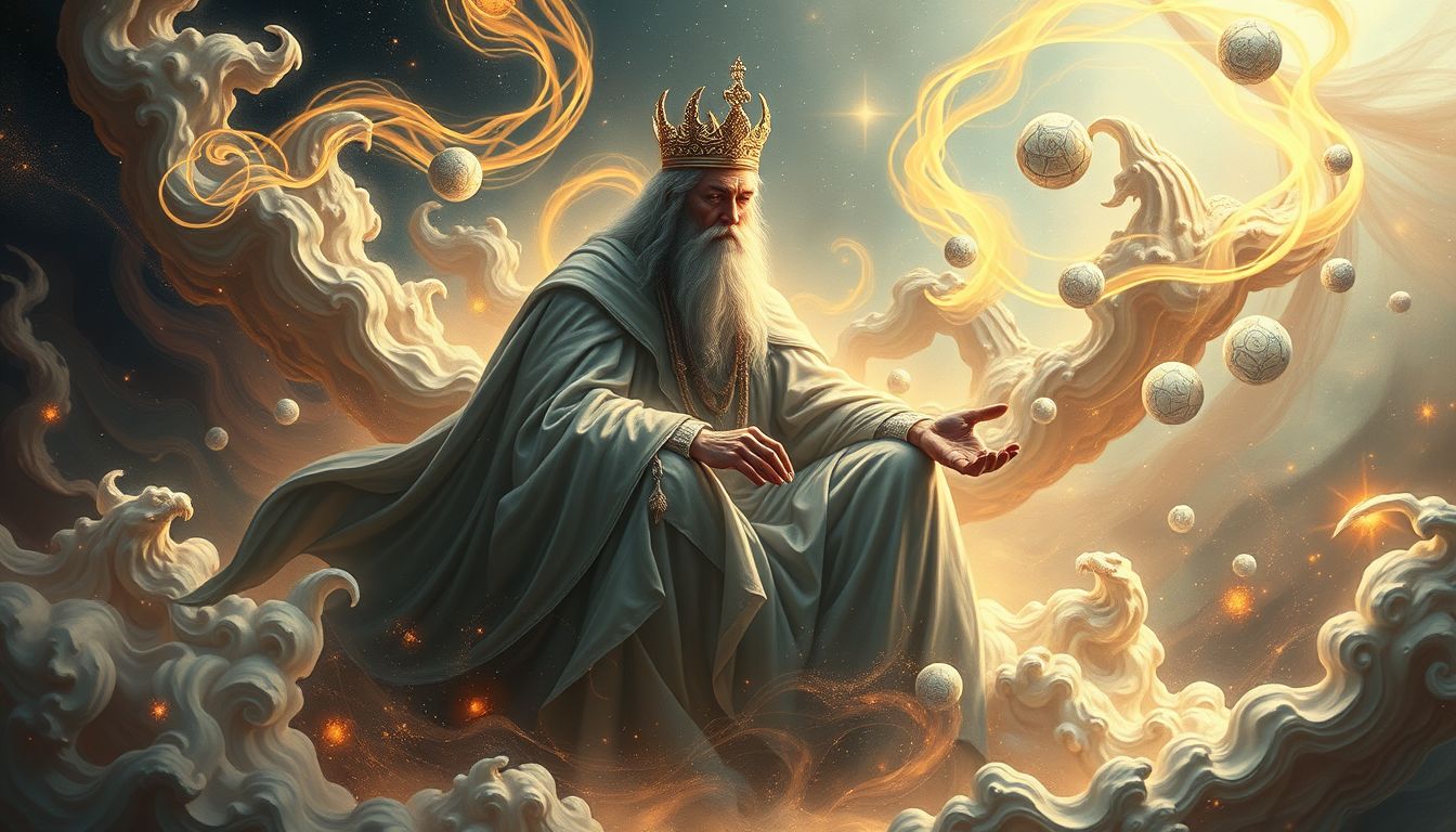 Ein König, der Rat sucht, symbolisiert Weisheit und Entscheidungsfindung.