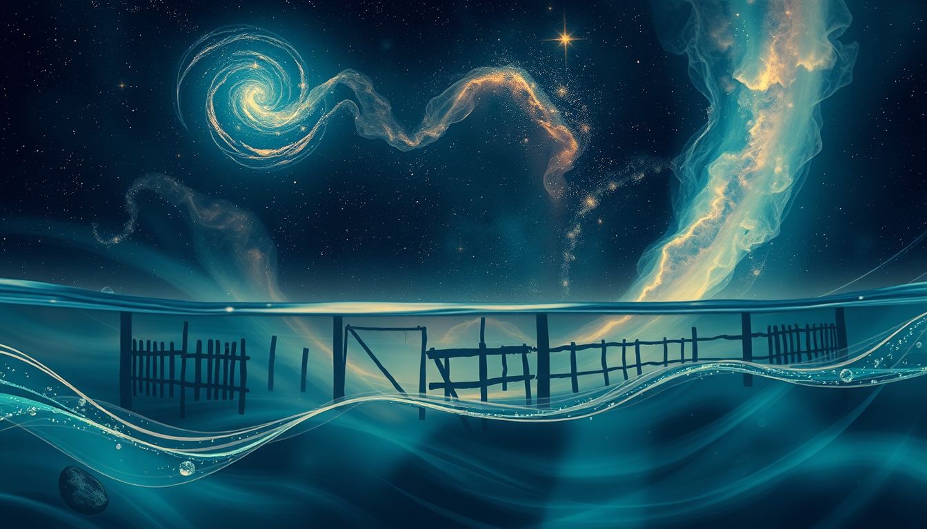 Ein überfluteter Stallhof symbolisiert emotionale Überforderung und Veränderung.