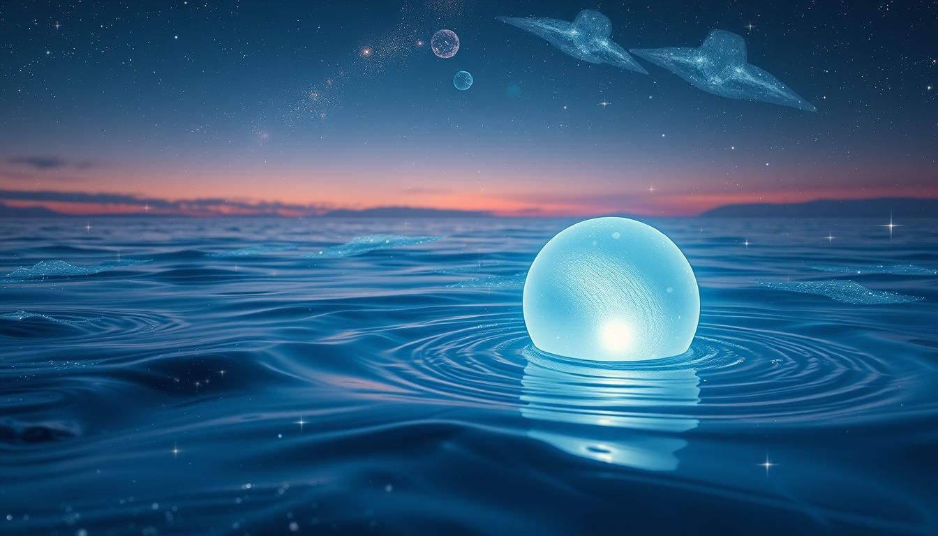 Eine treibende Schwimmblase symbolisiert emotionale Leichtigkeit und Freiheit.