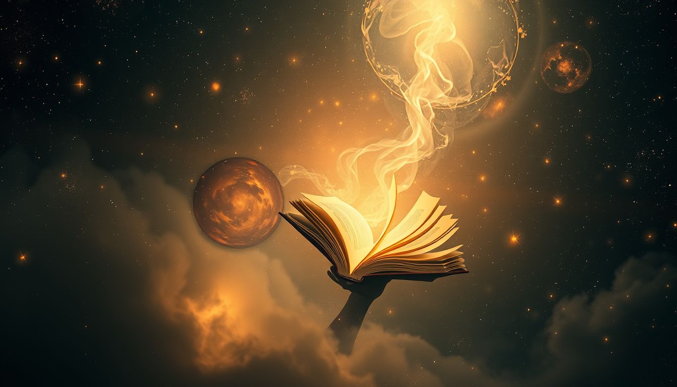 Ein Antiquar, der ein Buch verlegt, symbolisiert verborgene Weisheit.