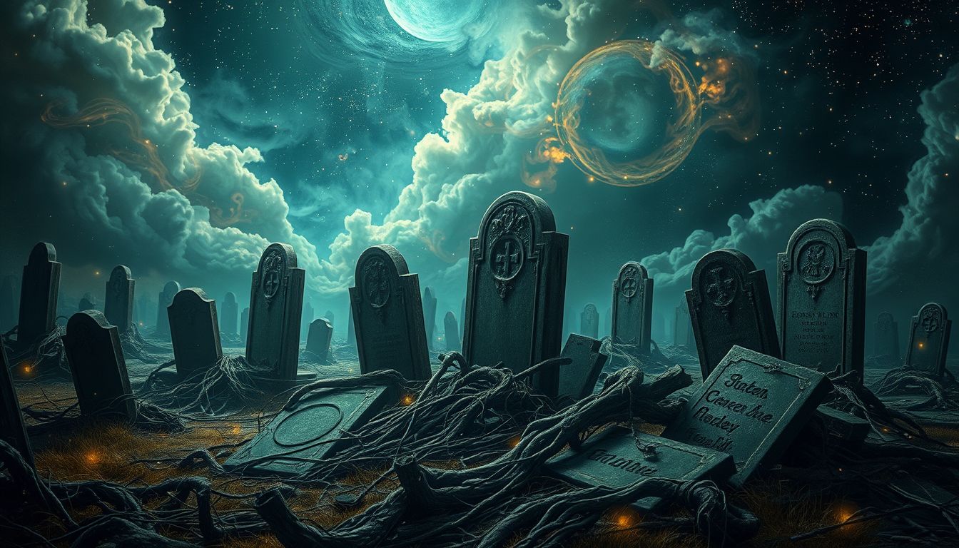 Ein verlassener Friedhof symbolisiert oft innere Vernachlässigung und Loslösung.