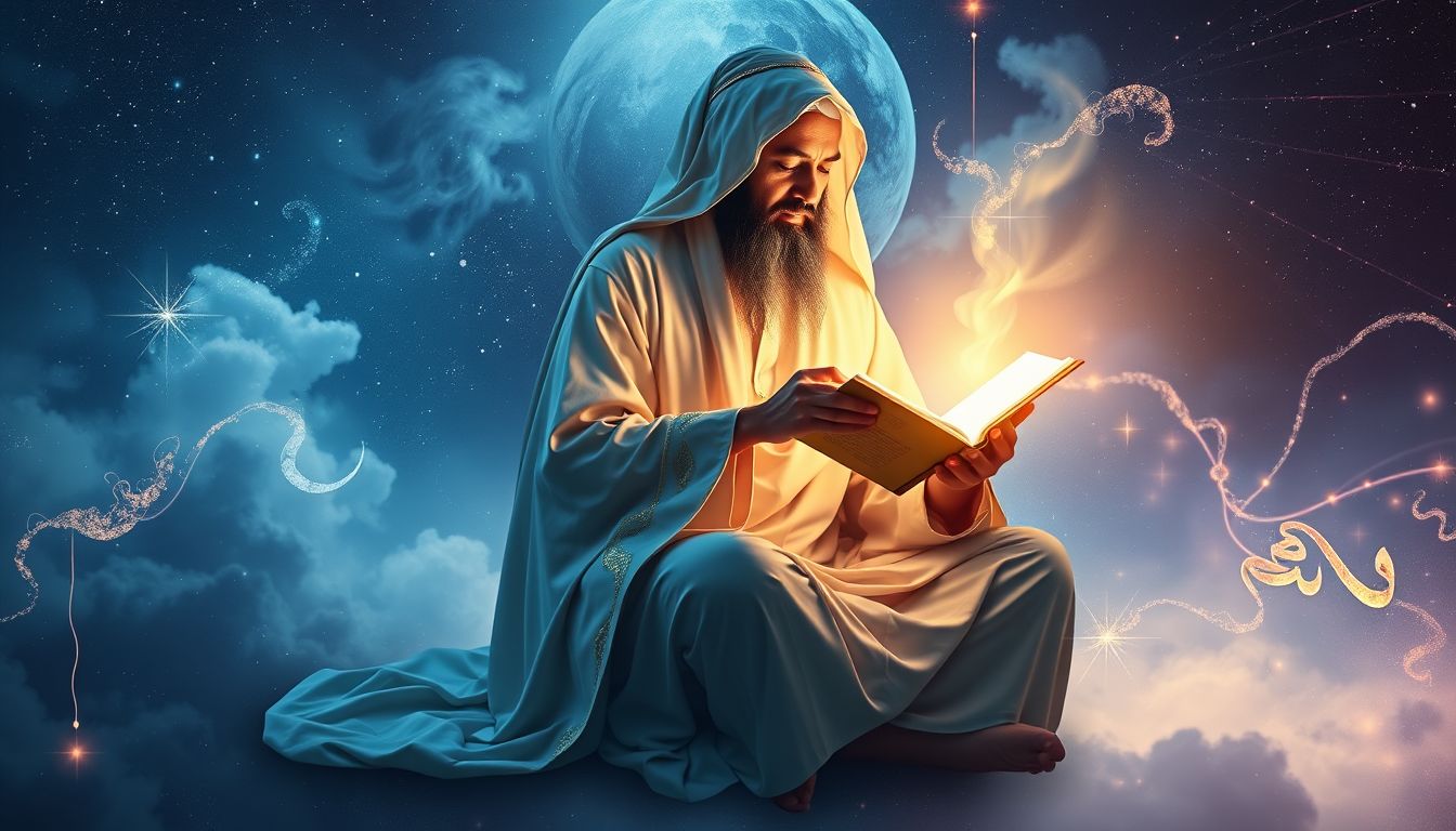 Ein Scheich, der ein Buch liest, symbolisiert Wissensdurst und Weisheit.