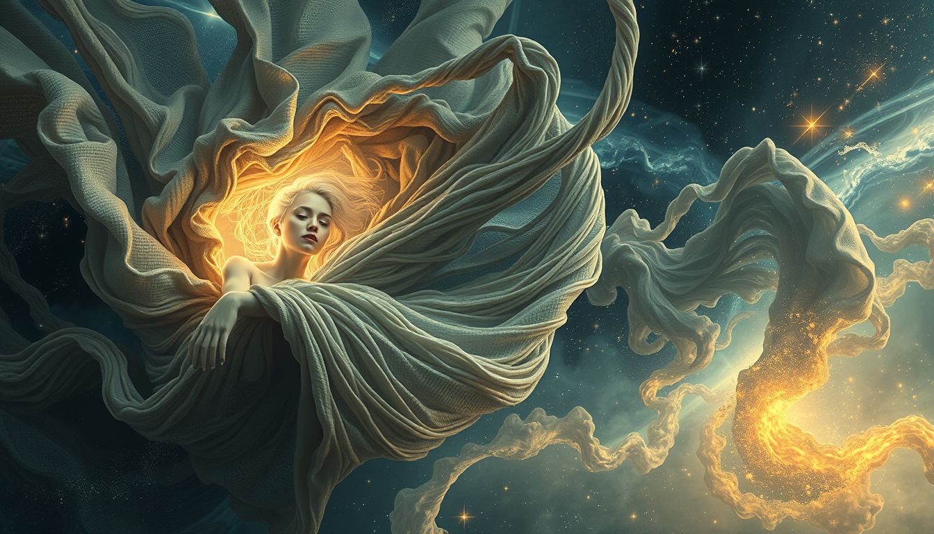 Sich in einem Gobelin verstecken symbolisiert Wunsch nach Schutz und Rückzug.