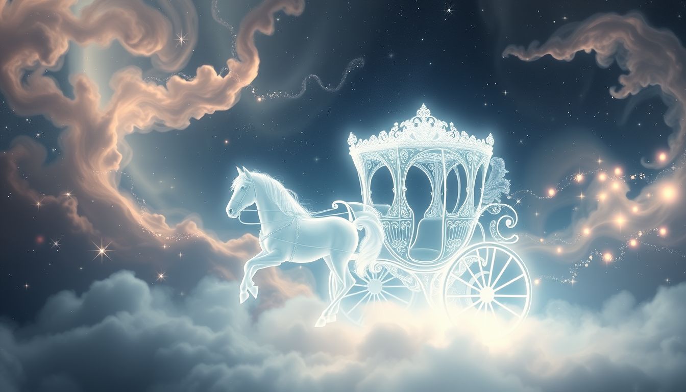 Eine weiße Pferdekutsche symbolisiert oft Neubeginn und Reinheit im Traum.