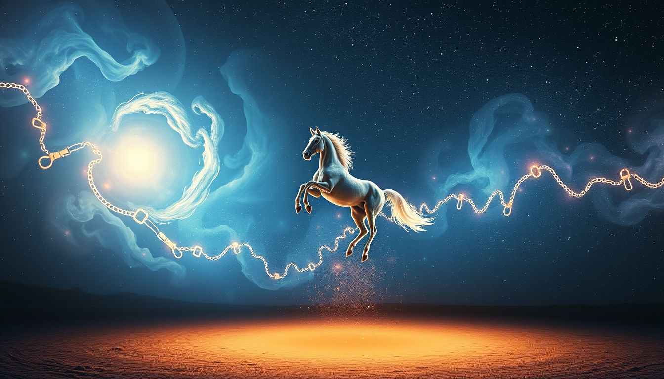 Ein Pferd ohne Reiter symbolisiert Freiheit und ungenutztes Potenzial.