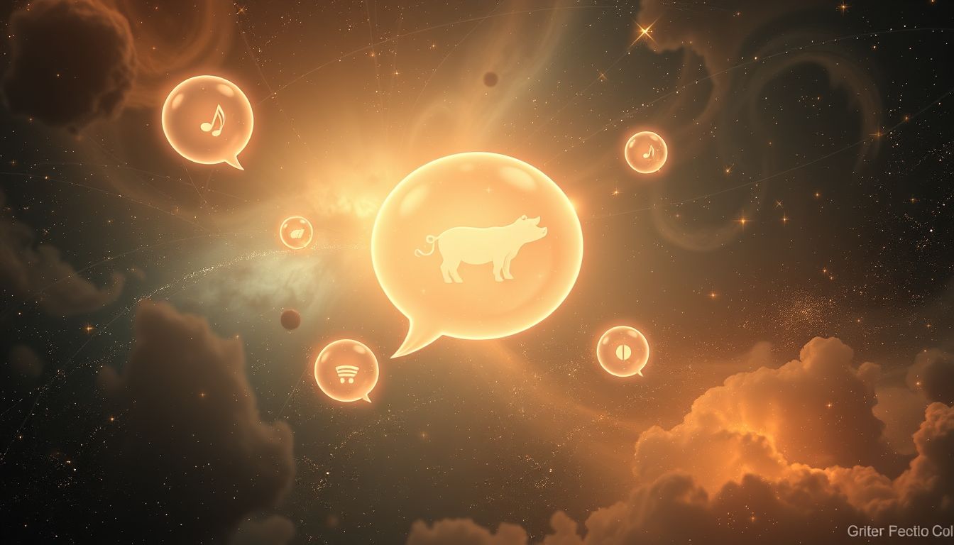 Eine sprechende Schweinsblase symbolisiert verborgene Wahrheiten im Traum.
