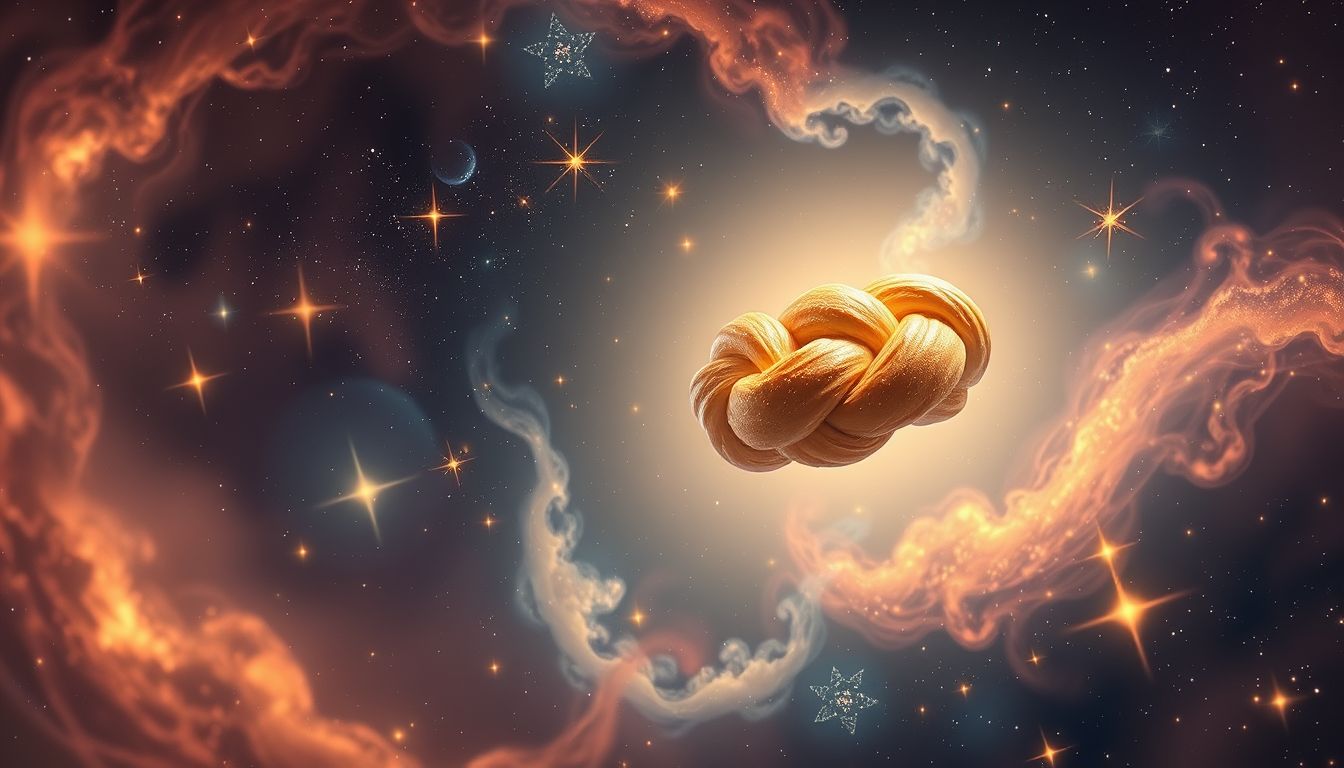 Ein Hefezopf im Himmel symbolisiert himmlische Glücksgefühle und Harmonie.