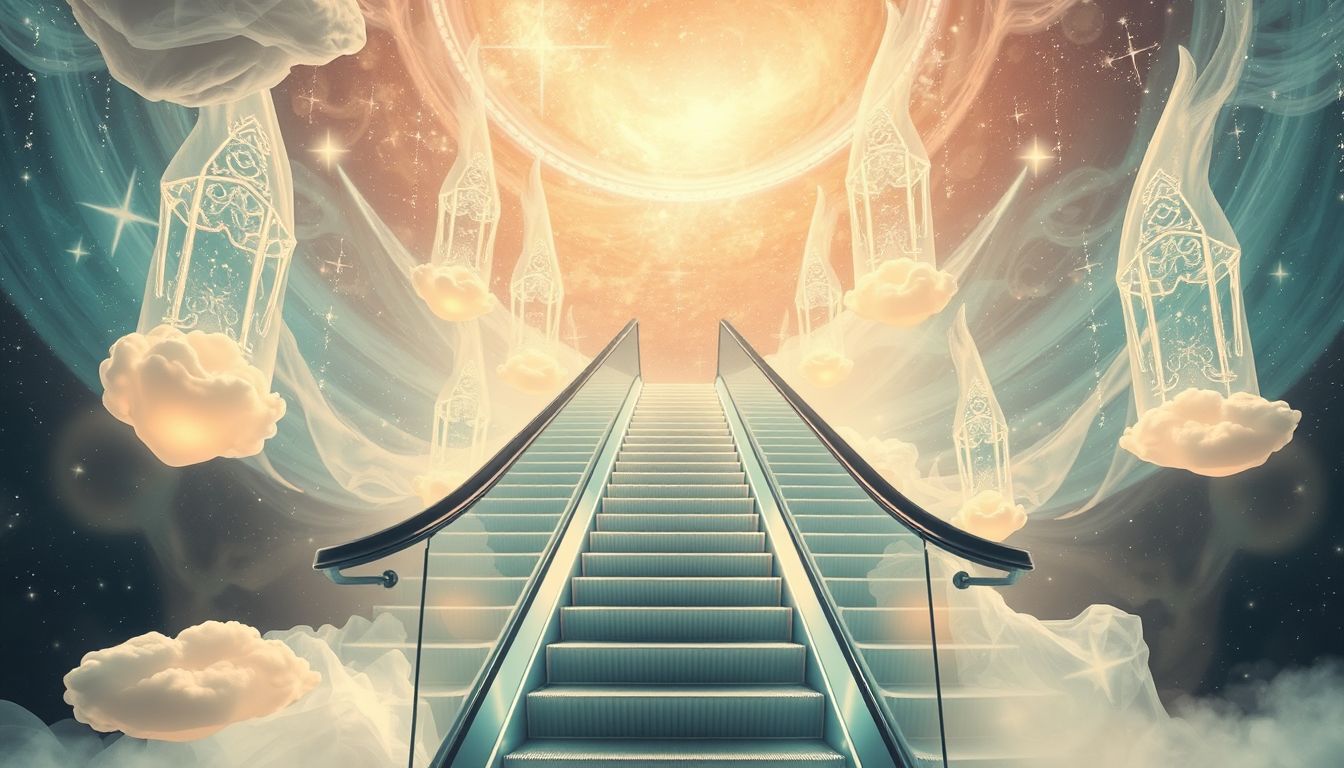 Eine Rolltreppe im Traumhaus symbolisiert Aufstieg und Sicherheit.