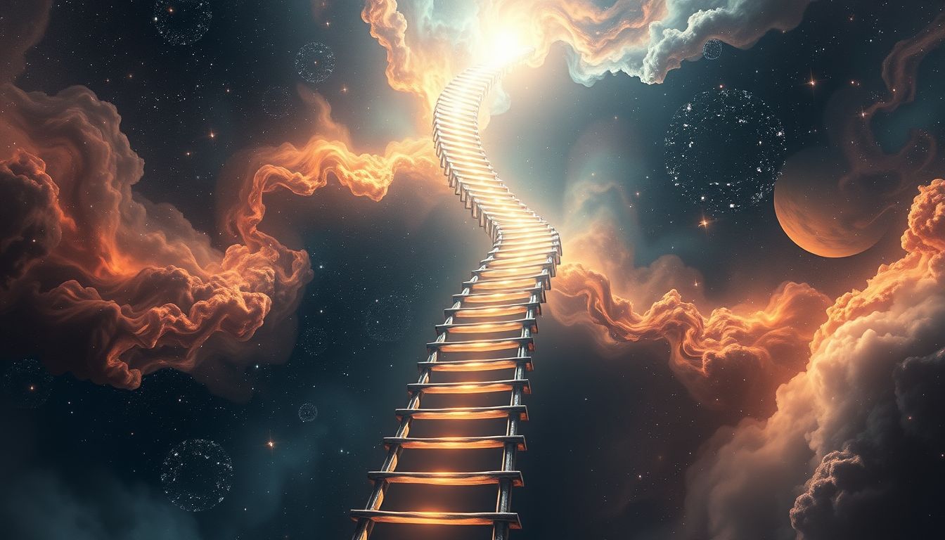 Eine lebende Bergwerksleiter symbolisiert dynamische Veränderungen im Unterbewusstsein.