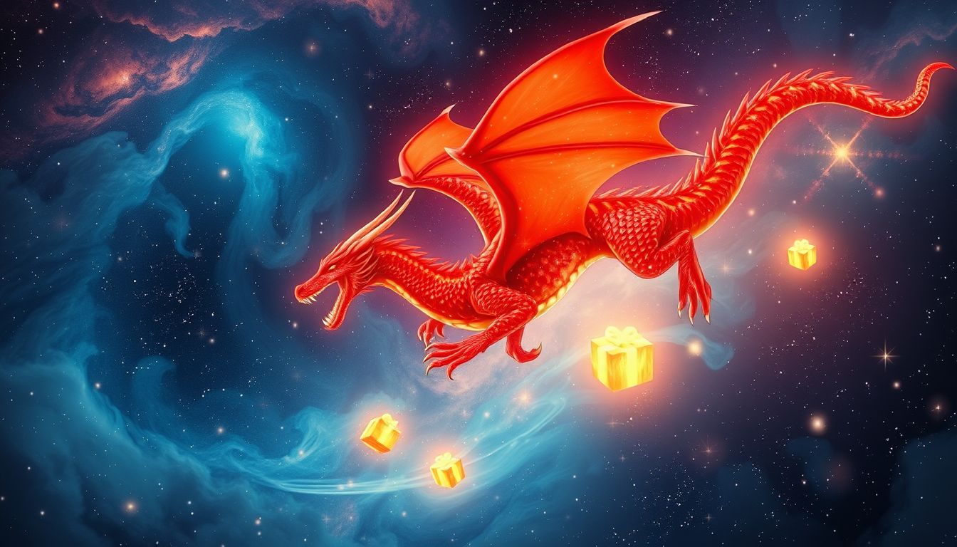 Ein roter Drache symbolisiert oft leidenschaftliche Geschenke im Traum.