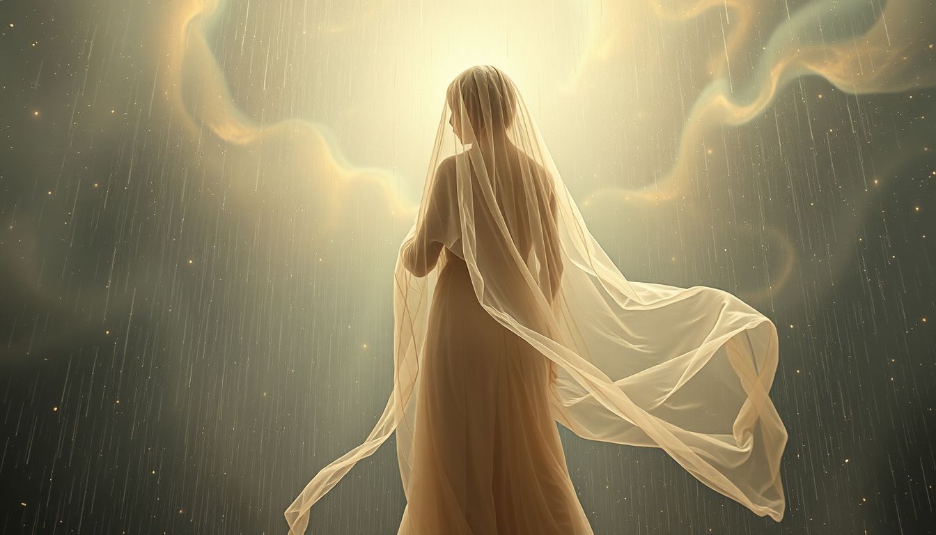 Im Regen einen Tschador tragen symbolisiert Schutz vor emotionalen Herausforderungen.