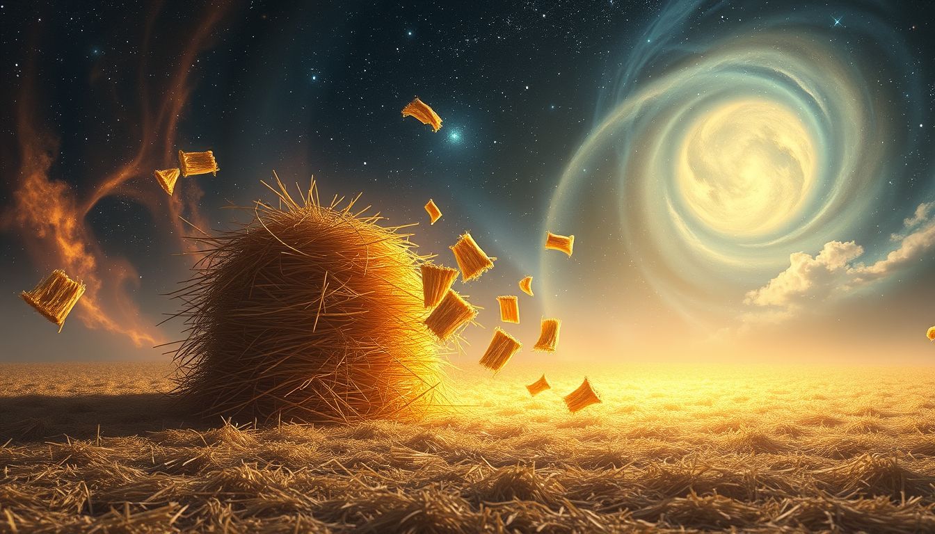 Einen Schober abbauen symbolisiert oft das Loslassen alter Lasten.