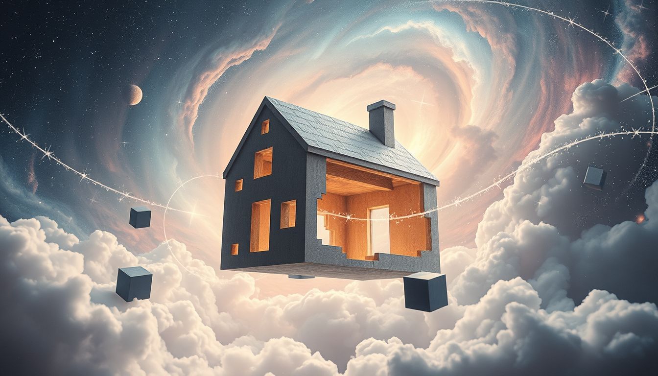 Ein Haus aus Beton symbolisiert Stabilität und sichere Lebensgrundlage.