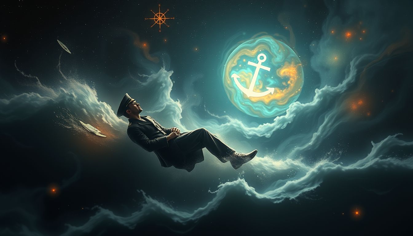 Ein verlorener Kapitän symbolisiert innere Orientierungslosigkeit und Zweifel.