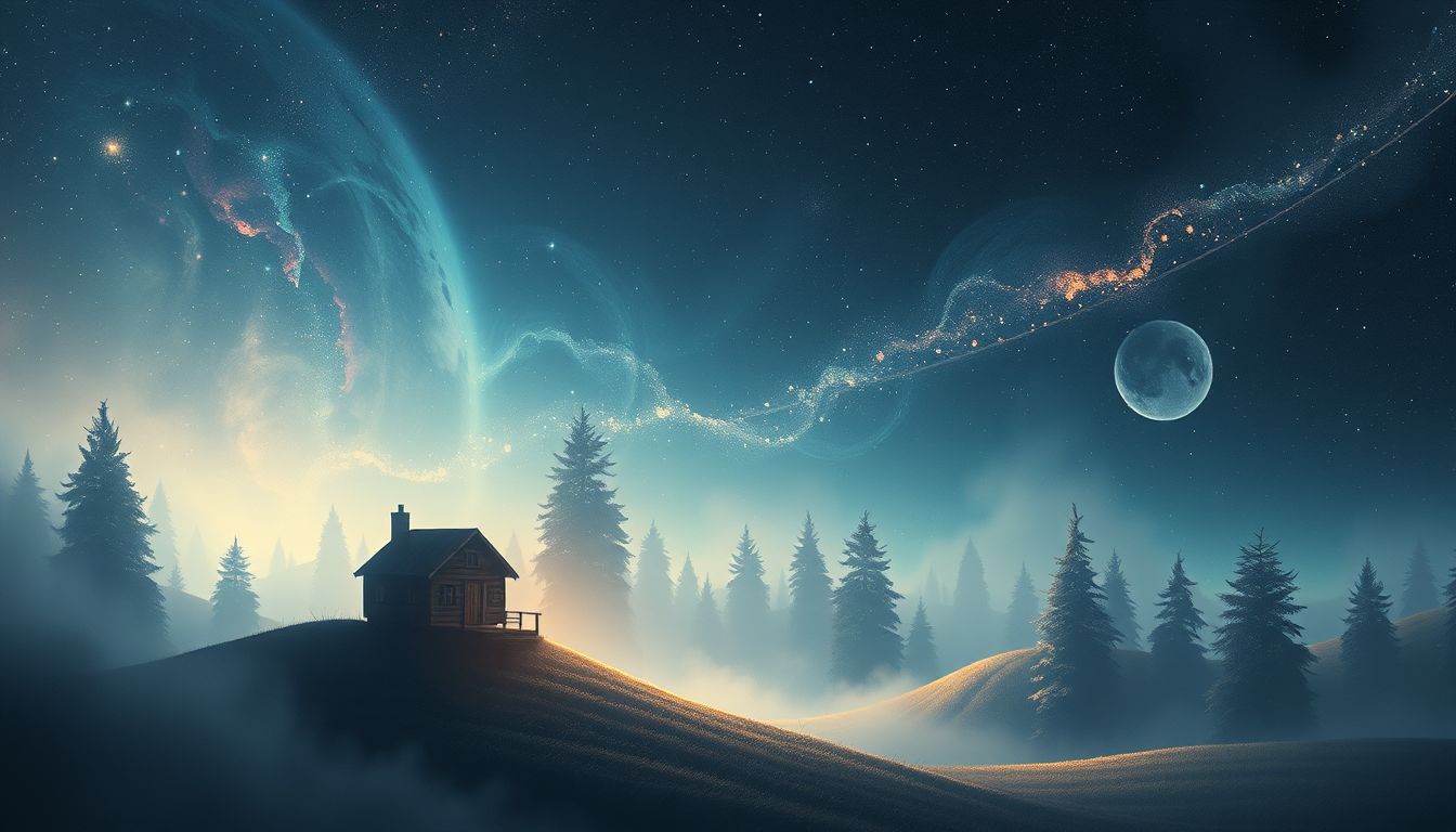 Ein Wärterhaus im Wald symbolisiert Schutz und innere Zuflucht.