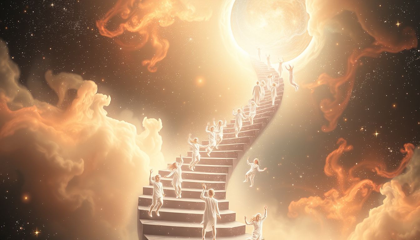Taumeln auf Treppen symbolisiert oft Lebensunsicherheiten und Entscheidungsdruck.