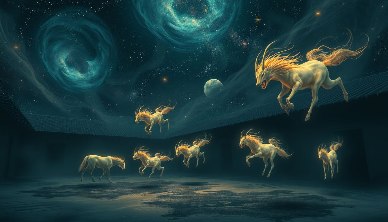 Aggressive Tiere im Stallhof symbolisieren innere Konflikte und Angst.