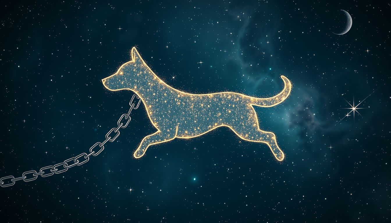 Ein Kettenhund im Traum symbolisiert oft Kontrolle und begrenzte Freiheit.