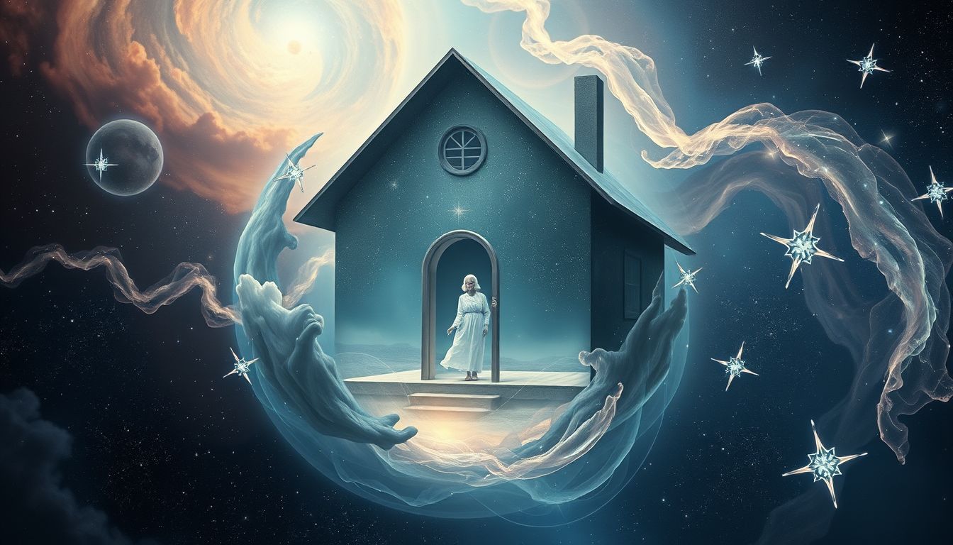 Ein alter Mensch im Haus symbolisiert Weisheit und Lebensreflexion.