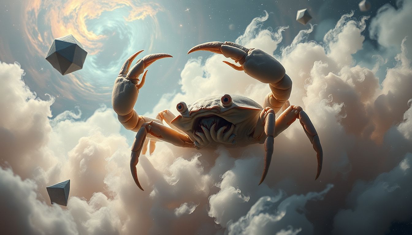 Ein Krabbenbiss im Traum symbolisiert drohende Gefahr und Verletzlichkeit.