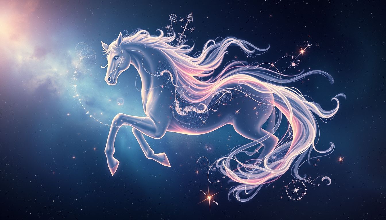 Ein sich verwandelnder Friese symbolisiert Wandel und innere Transformation.