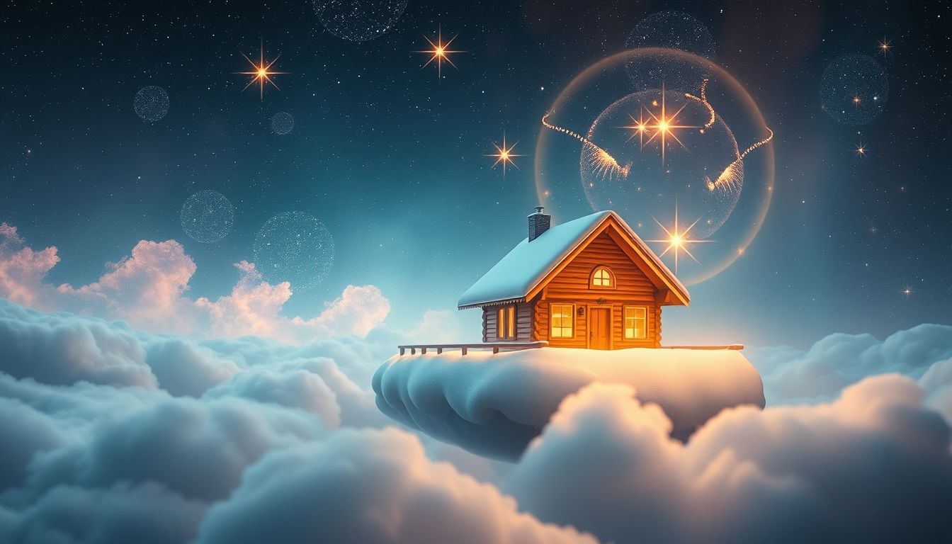 Ein verschneites Haus symbolisiert Sicherheit, Wärme und Rückzug.